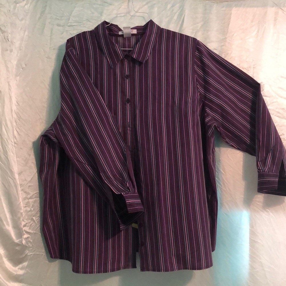 Roaman’s 3X long sleeves striped button down shirt.